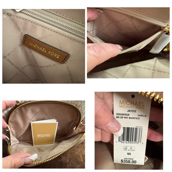 Michael Kors Signature Cream and Brown Backpack NWT - Picture 5 of 7